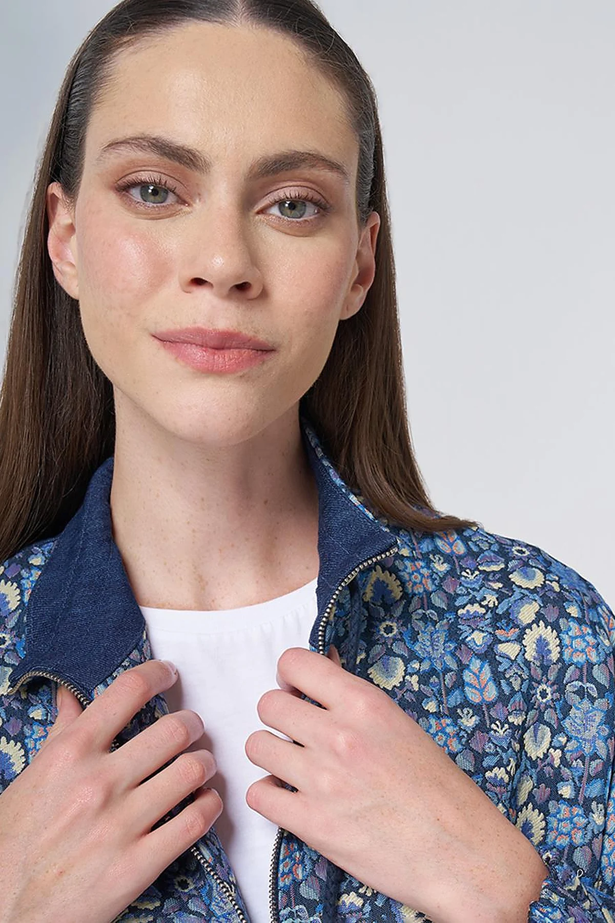 Floral Print Zip-Up Jacket – Lemon