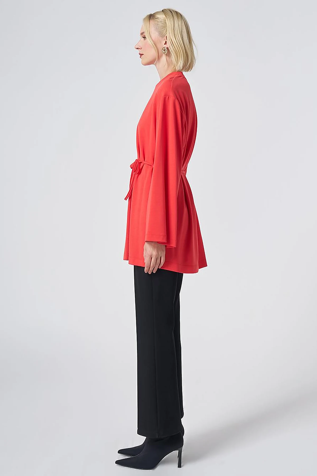 Drawstring Belt Modal Sweatshirt – Red