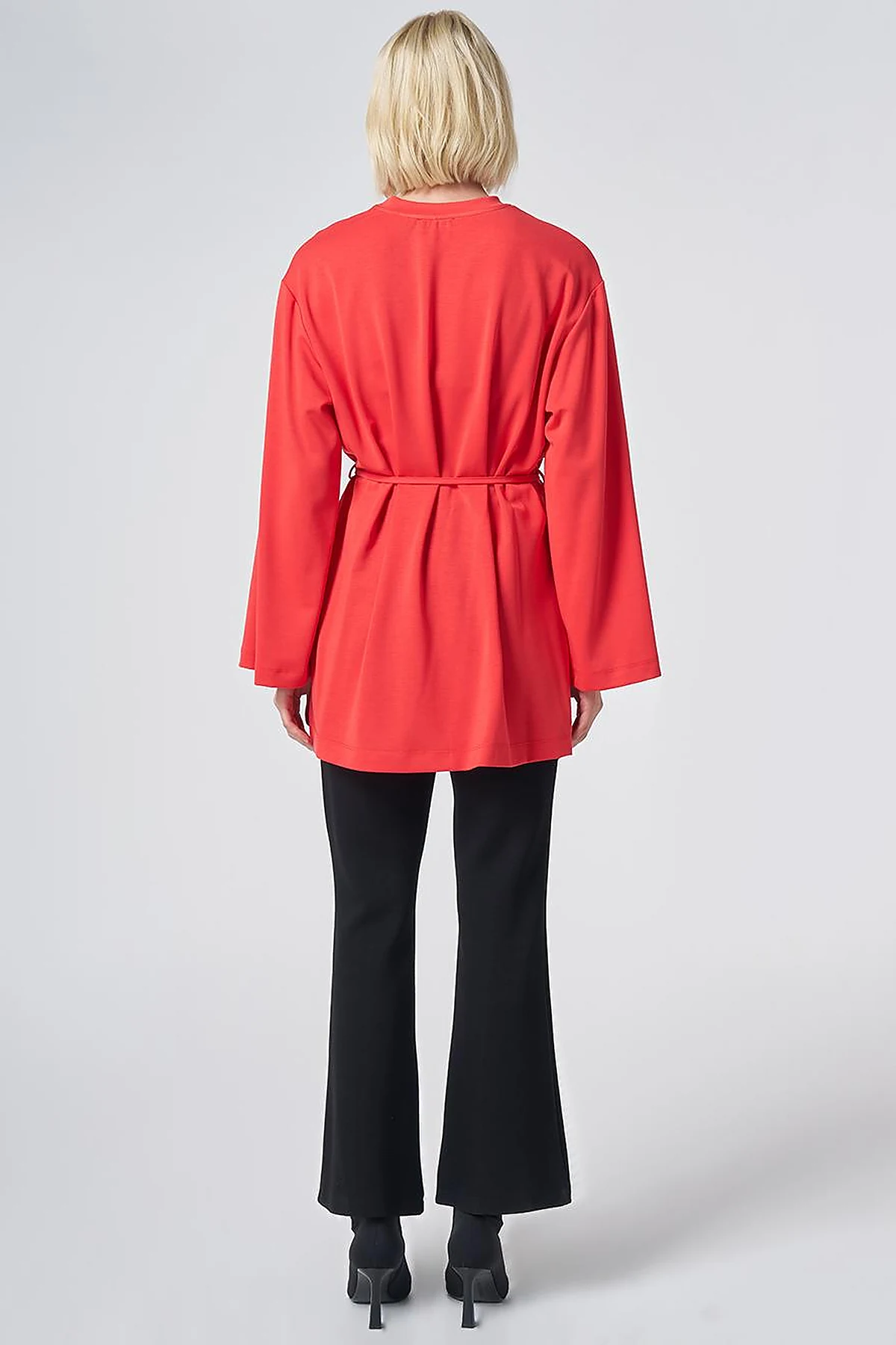 Drawstring Belt Modal Sweatshirt – Red