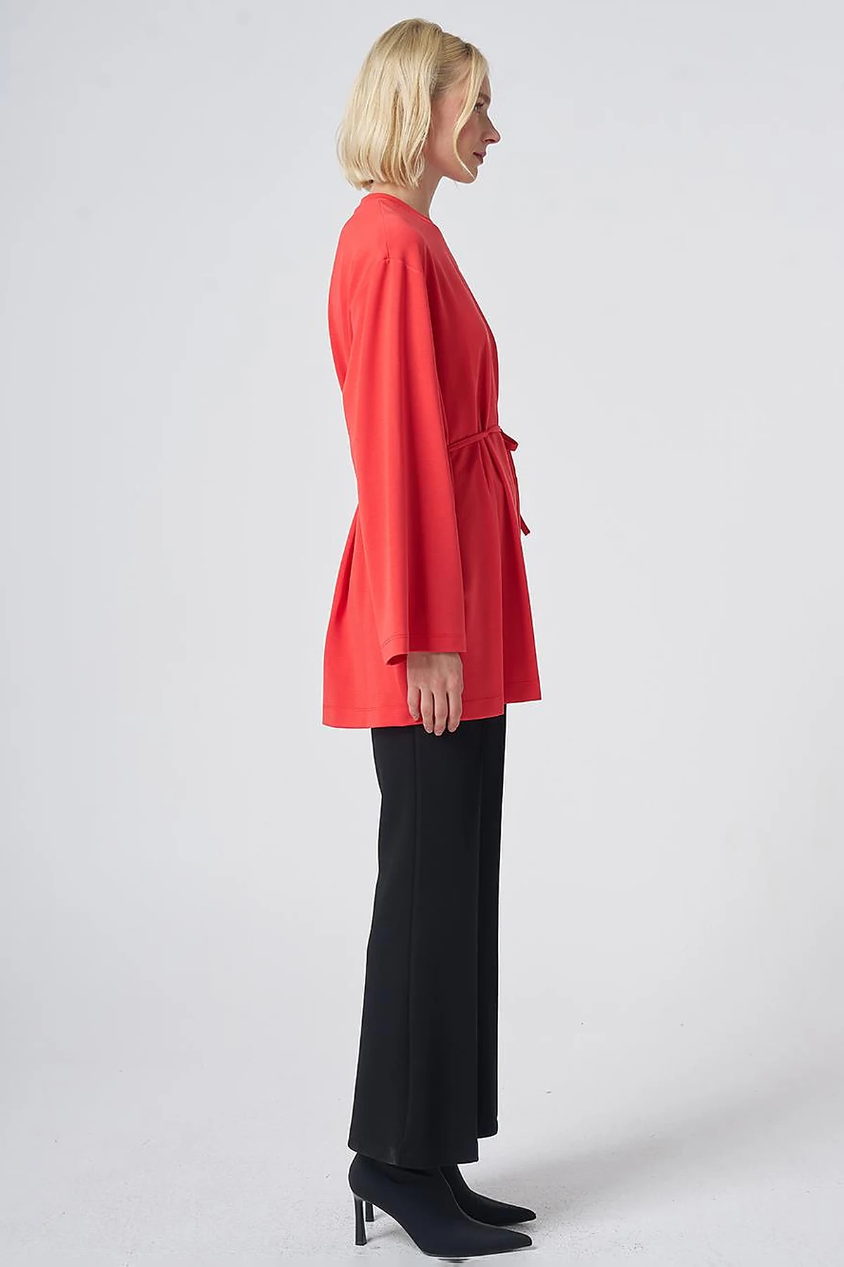 Drawstring Belt Modal Sweatshirt – Red