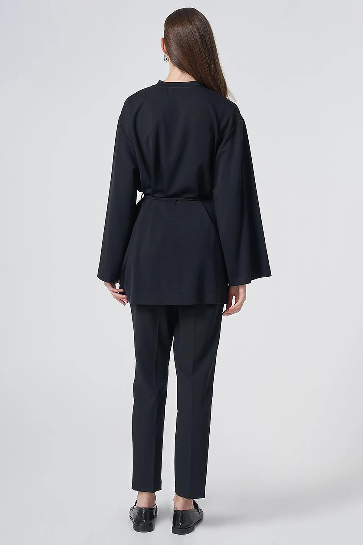 Drawstring Belt Modal Sweatshirt – Black