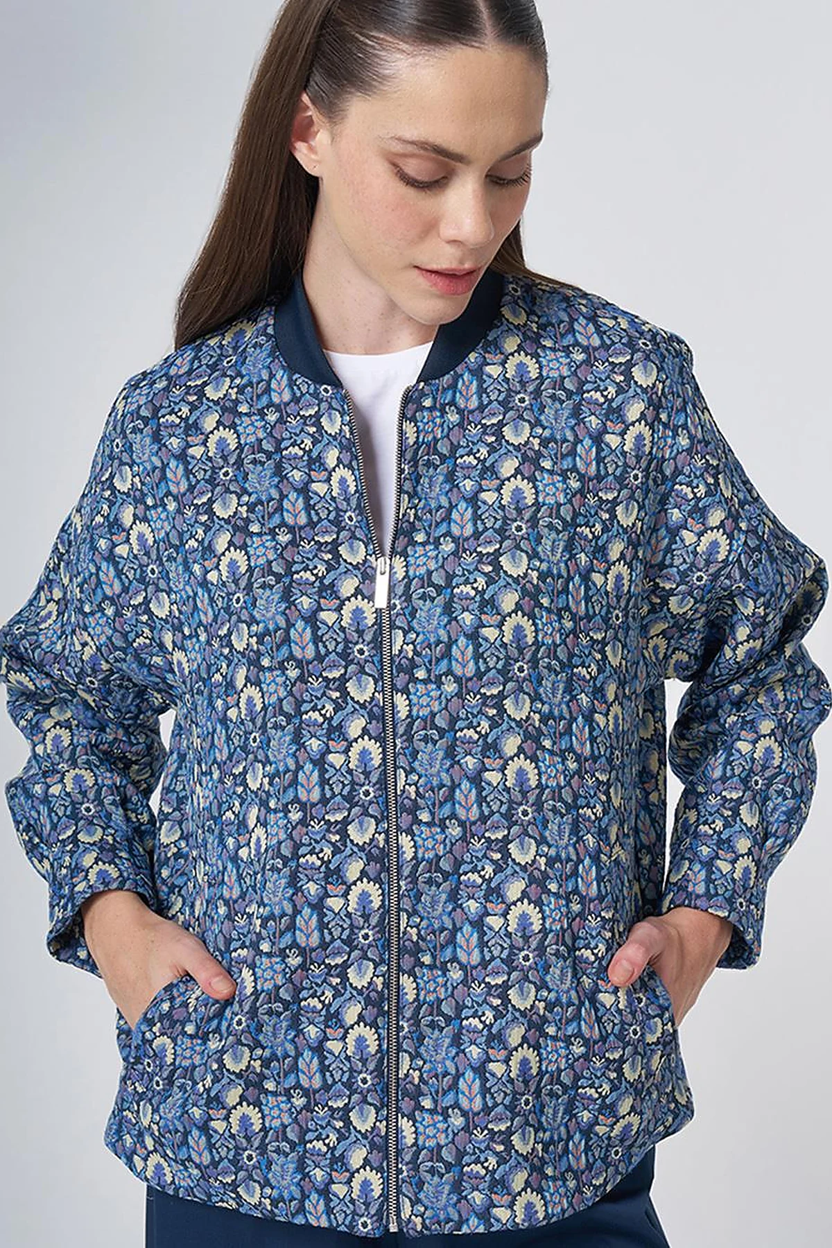 College Collar Floral Print Jacket – Lemon