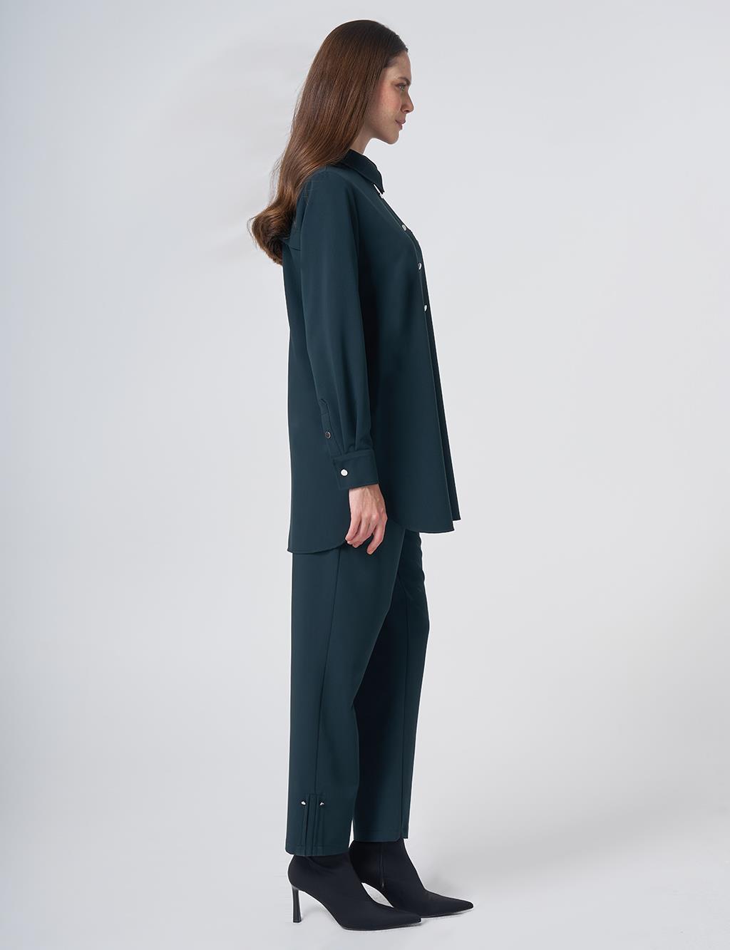 Viscose Two-Piece Set with Metal Hardware Detail – Dark Navy