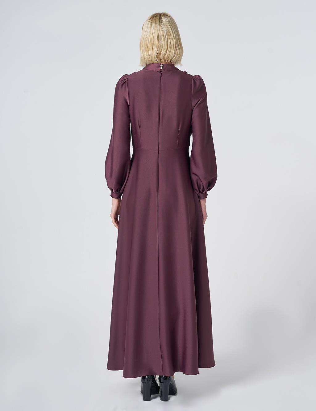 Cowl Neck Satin Dress – Cocoa Brown