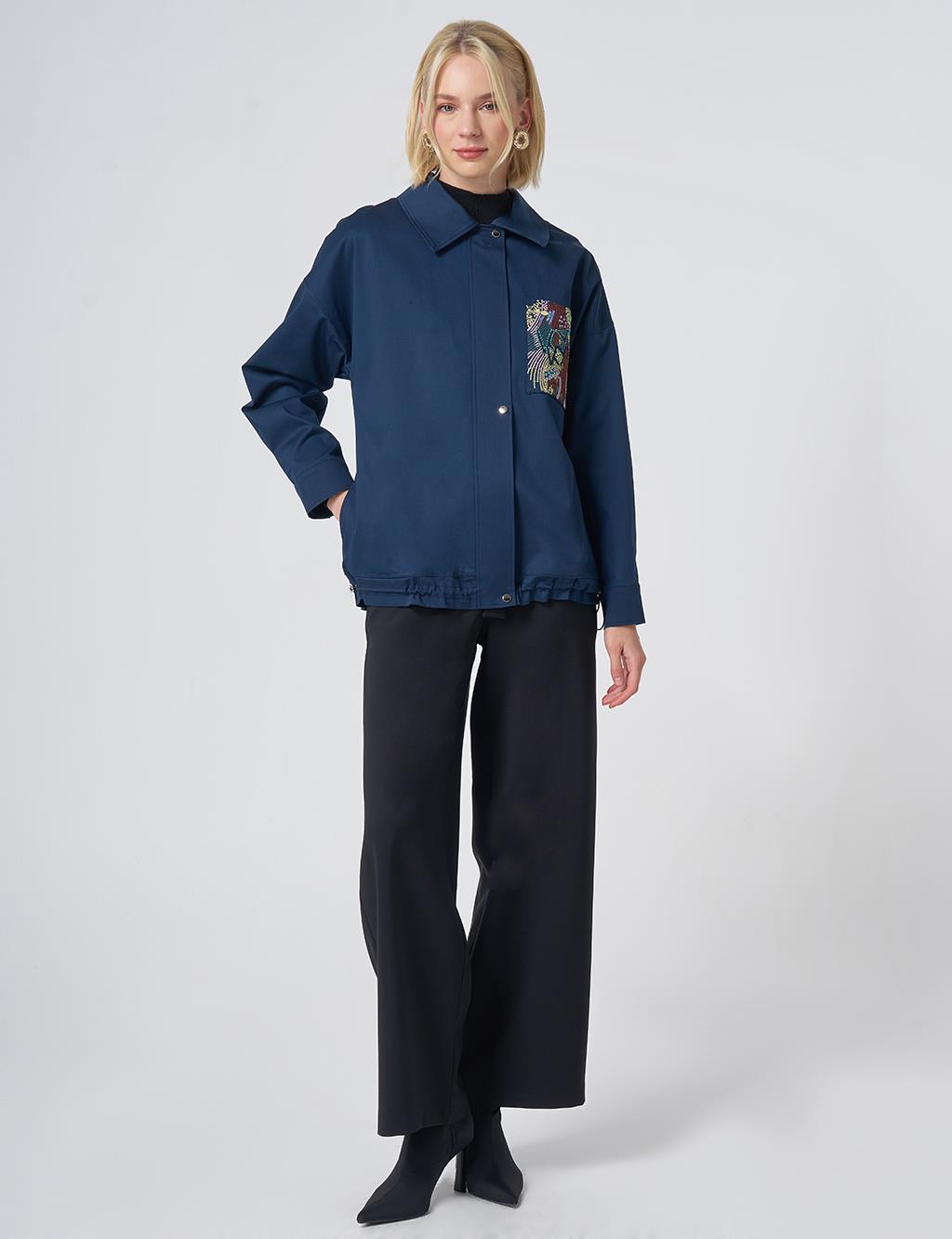 Beaded Embellished Jacket – Dark Navy