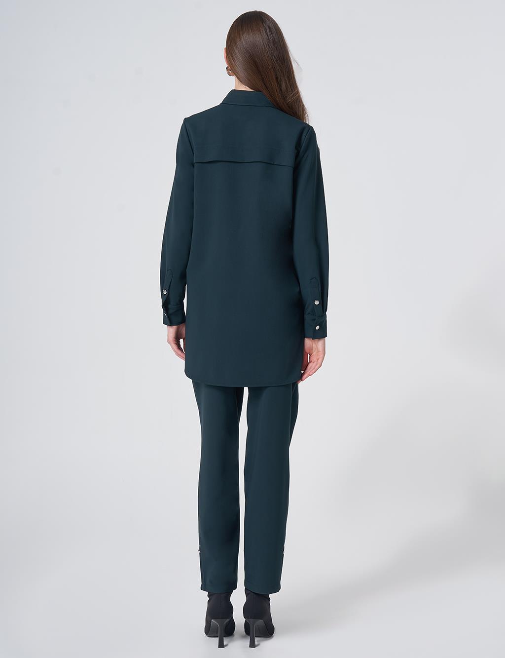 Viscose Two-Piece Set with Metal Hardware Detail – Dark Navy