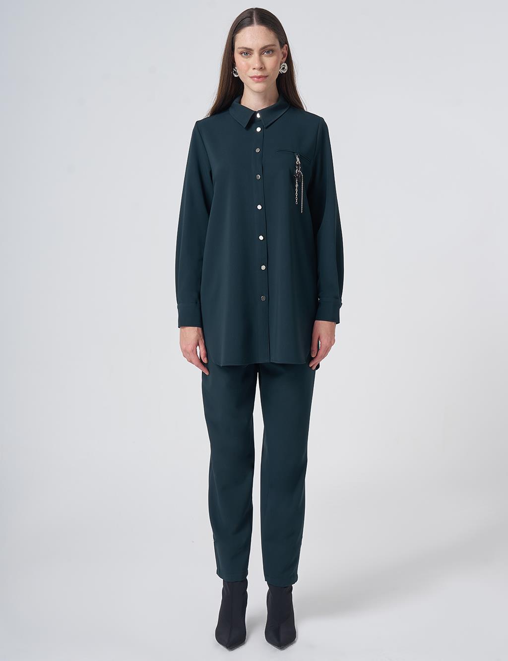 Viscose Two-Piece Set with Metal Hardware Detail – Dark Navy