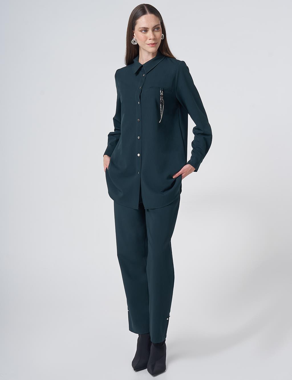 Viscose Two-Piece Set with Metal Hardware Detail – Dark Navy