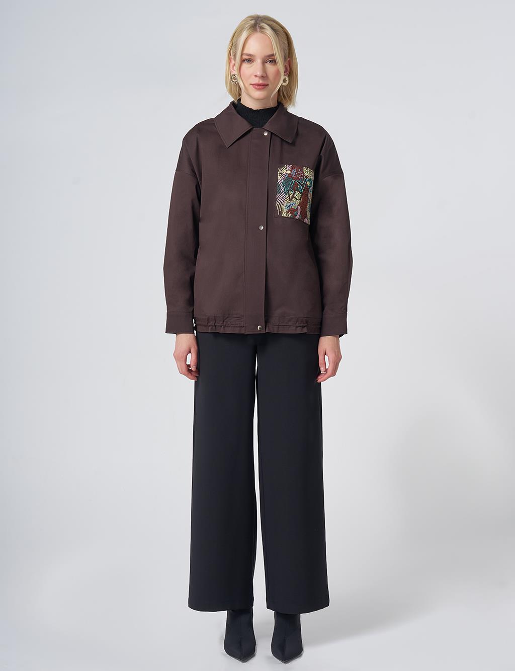 Beaded Embellished Jacket – Dark Brown