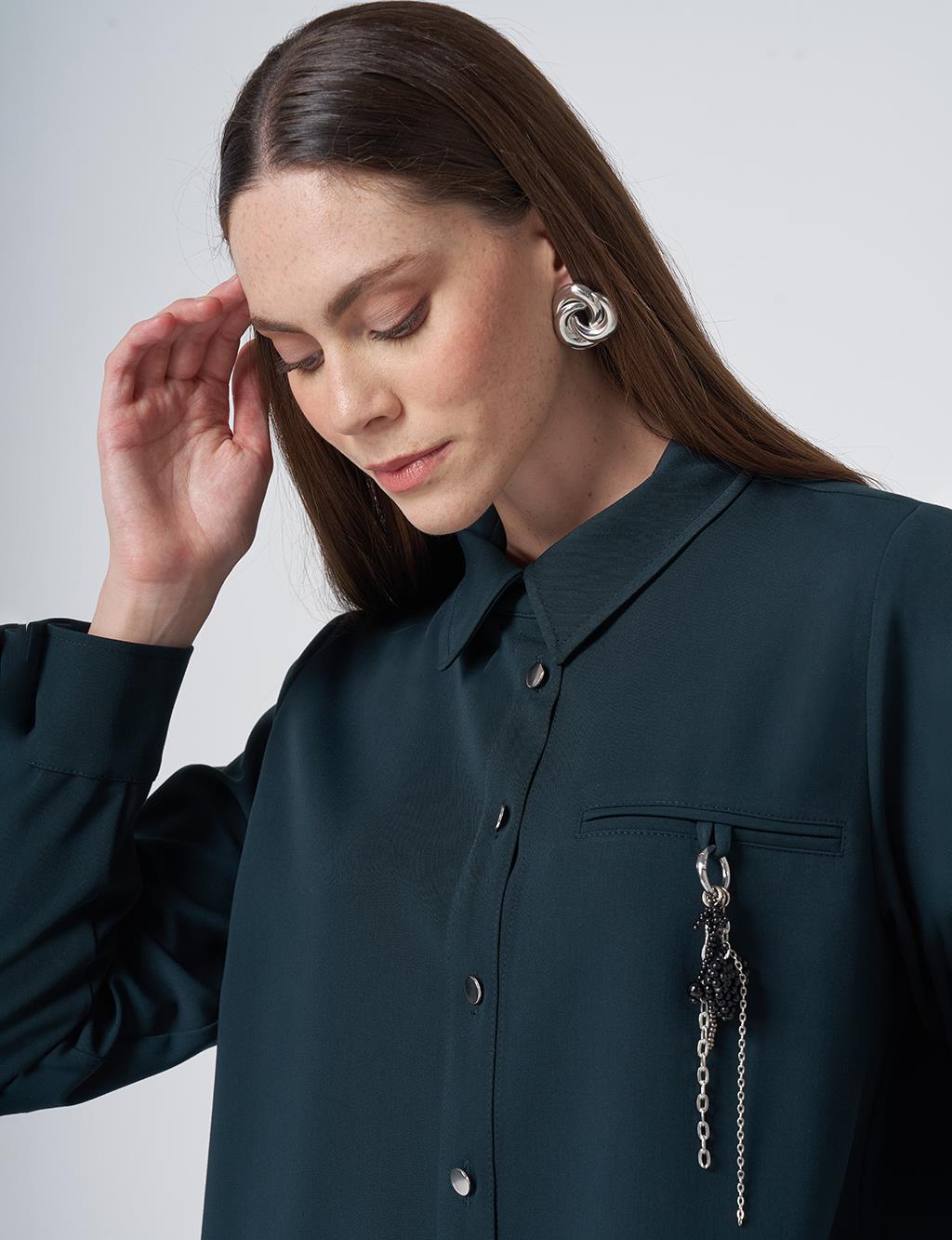 Viscose Two-Piece Set with Metal Hardware Detail – Dark Navy