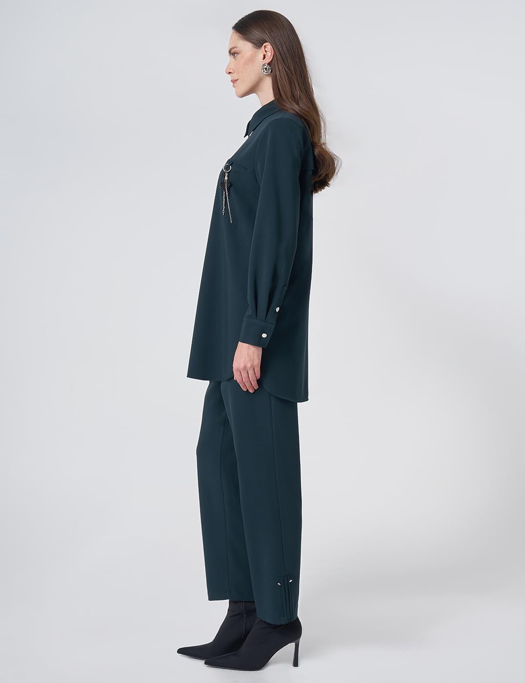 Viscose Two-Piece Set with Metal Hardware Detail – Dark Navy