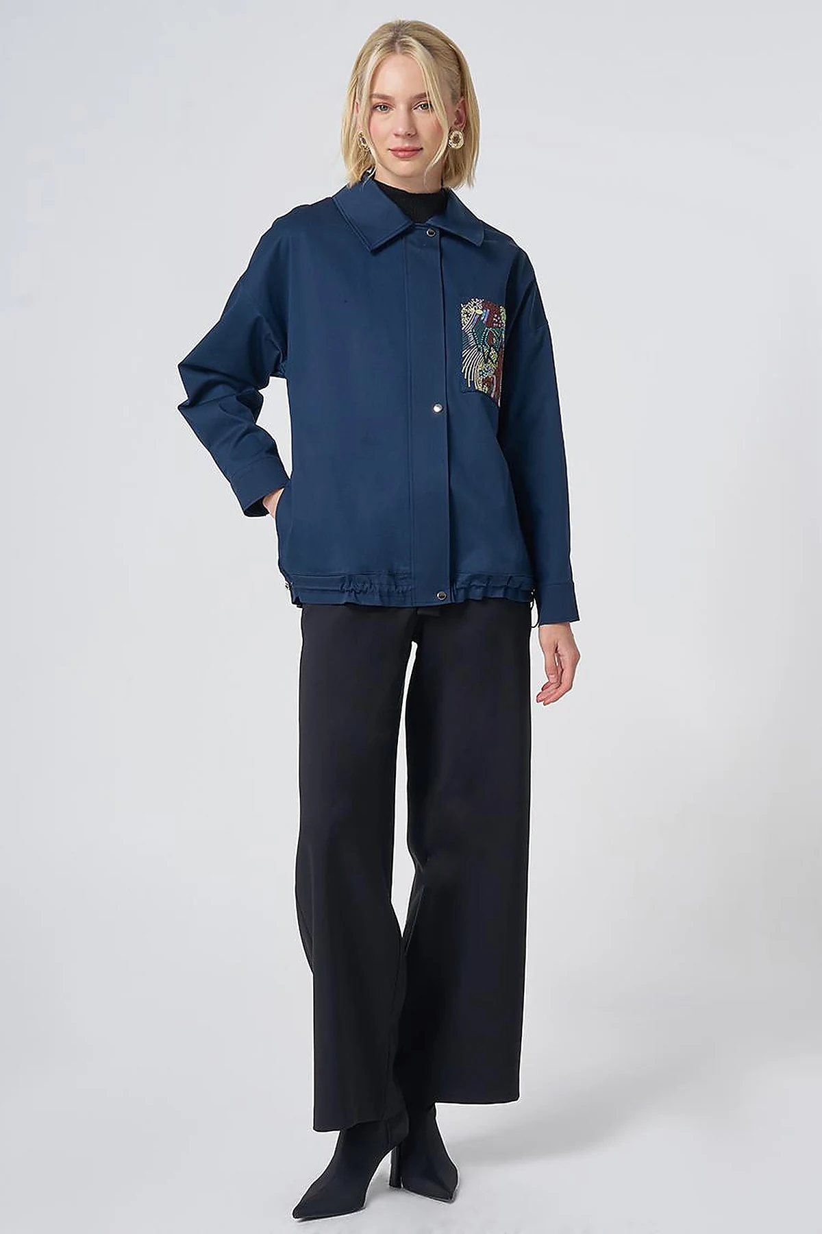 Beaded Embellished Jacket – Dark Navy