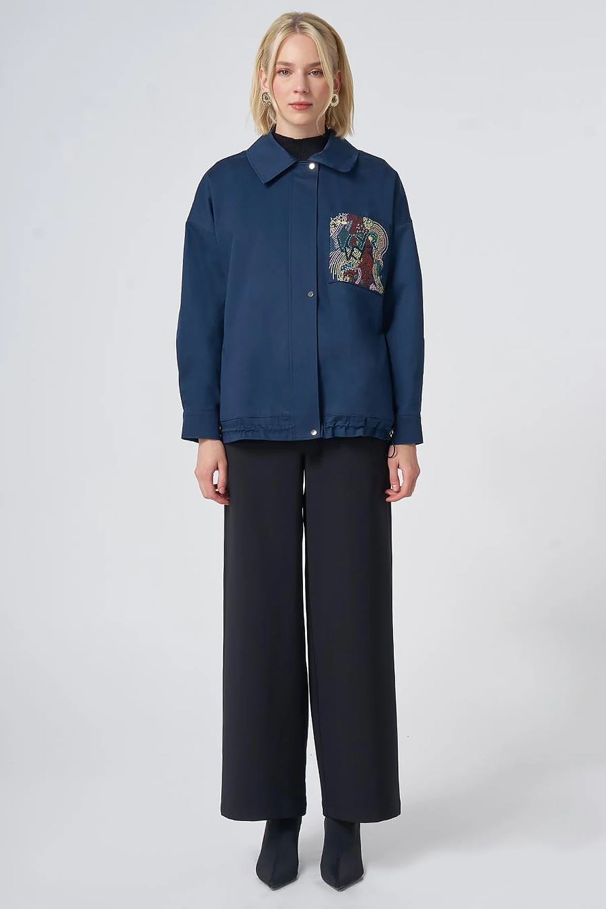 Beaded Embellished Jacket – Dark Navy