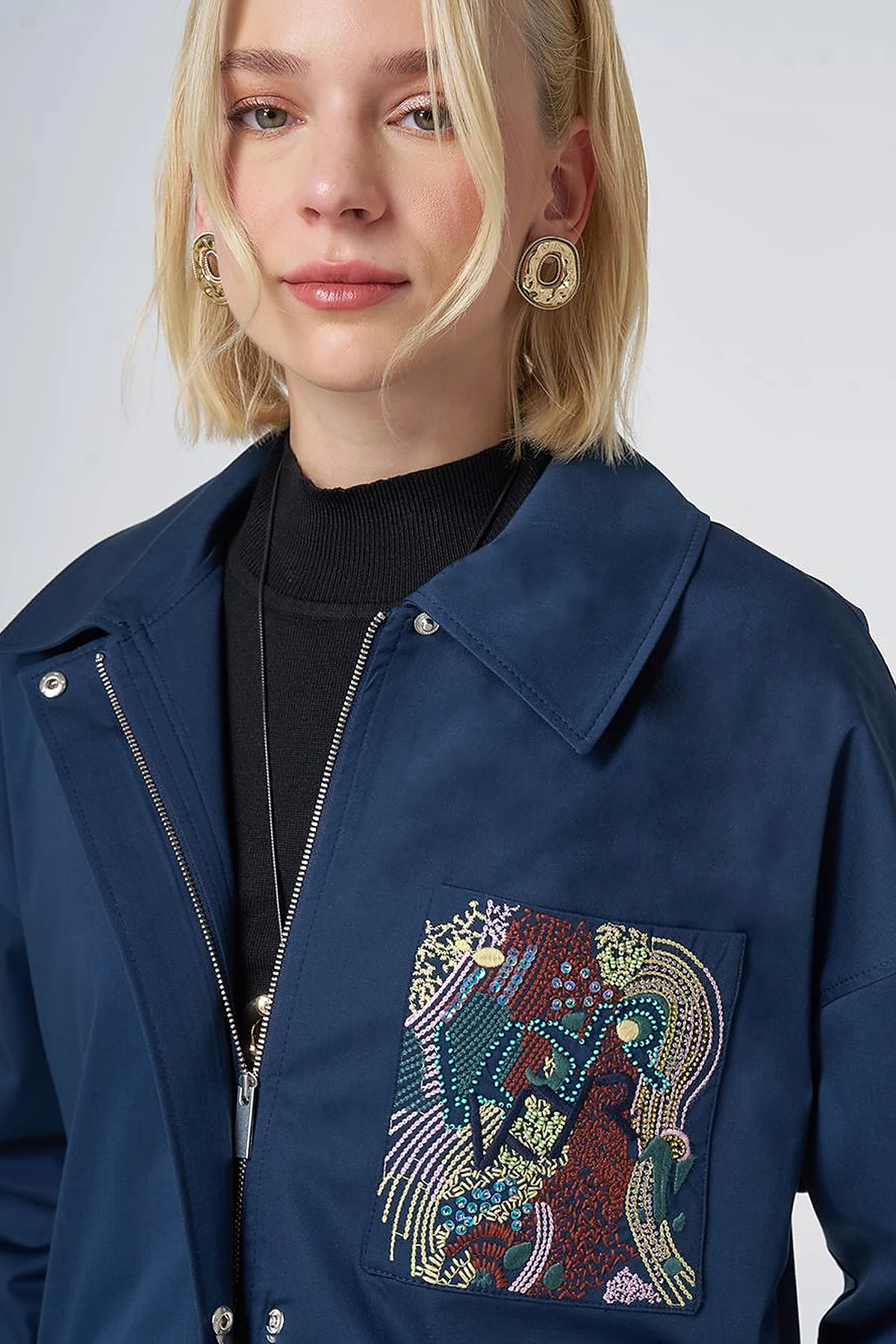 Beaded Embellished Jacket – Dark Navy
