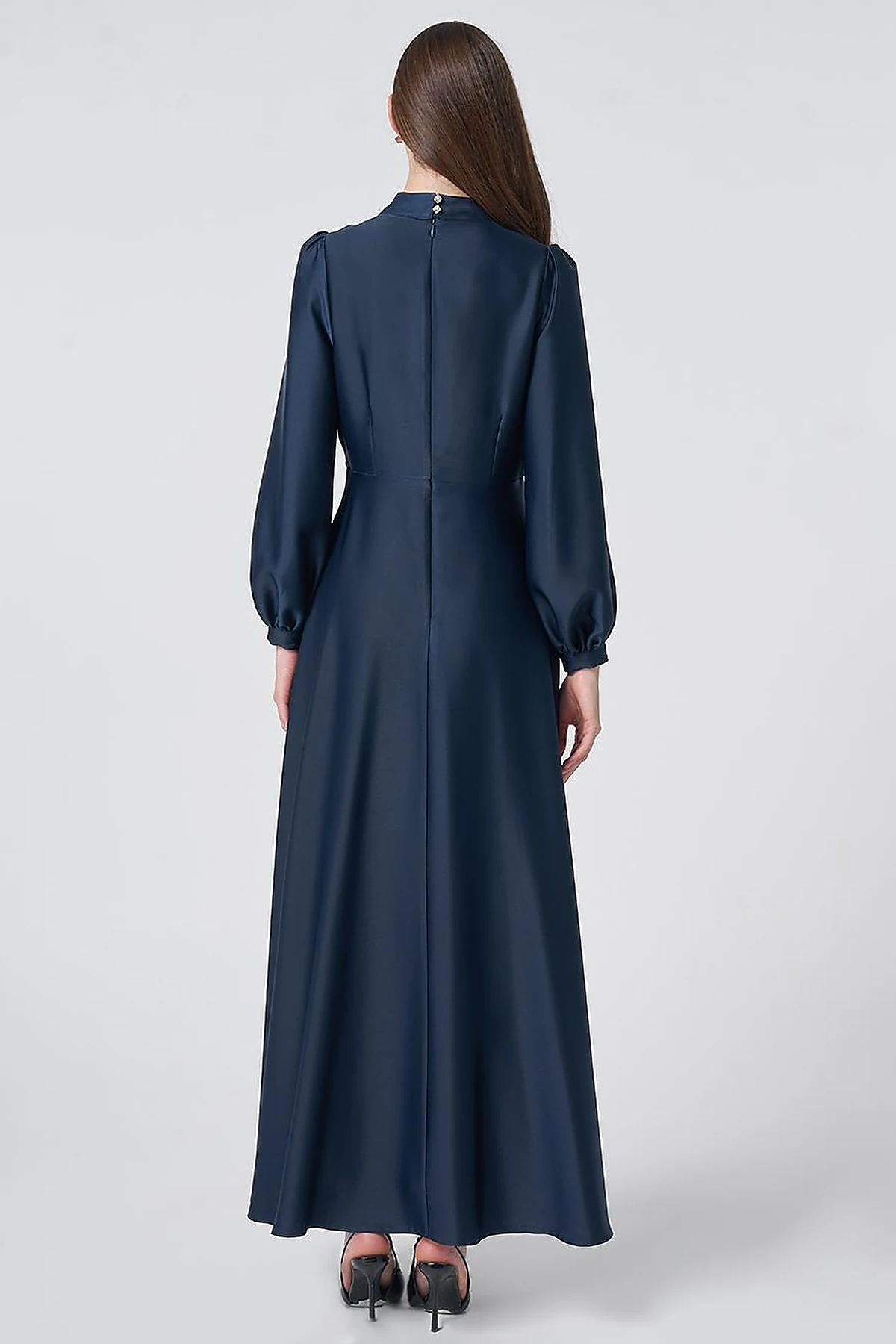 Cowl Neck Satin Dress – Dark Navy