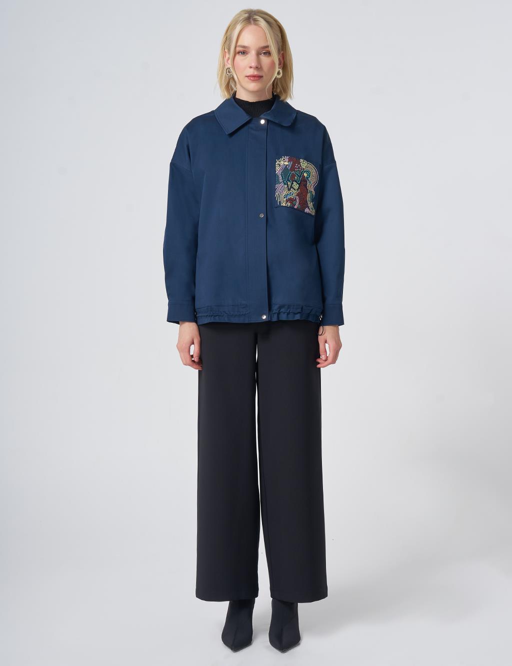 Beaded Embellished Jacket – Dark Navy