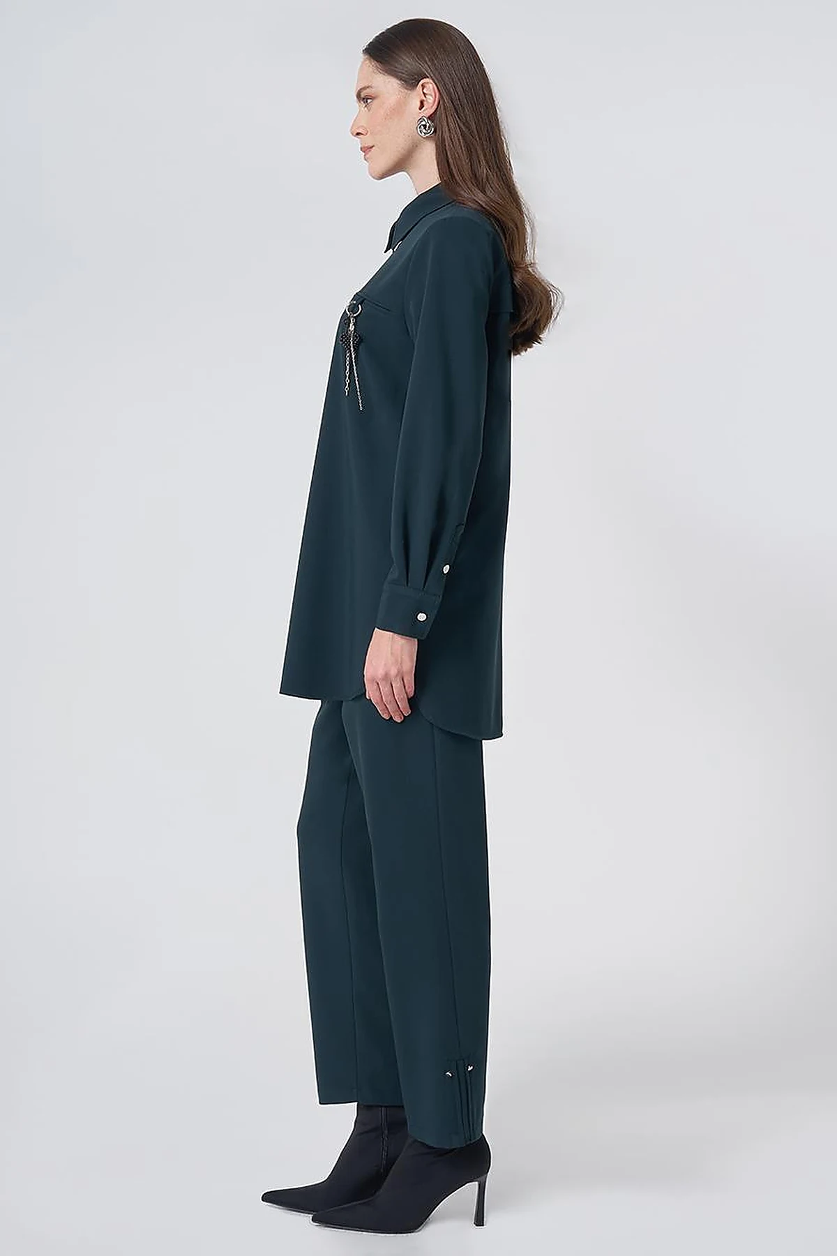 Viscose Two-Piece Set with Metal Hardware Detail – Dark Navy