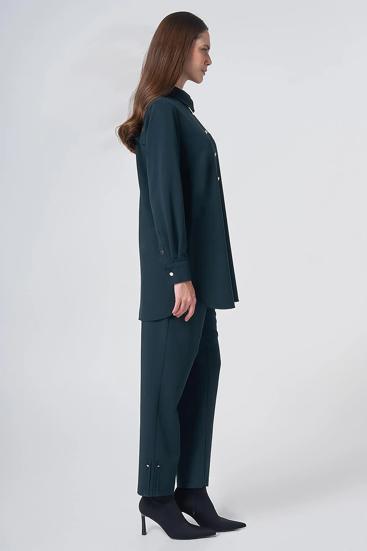 Viscose Two-Piece Set with Metal Hardware Detail – Dark Navy