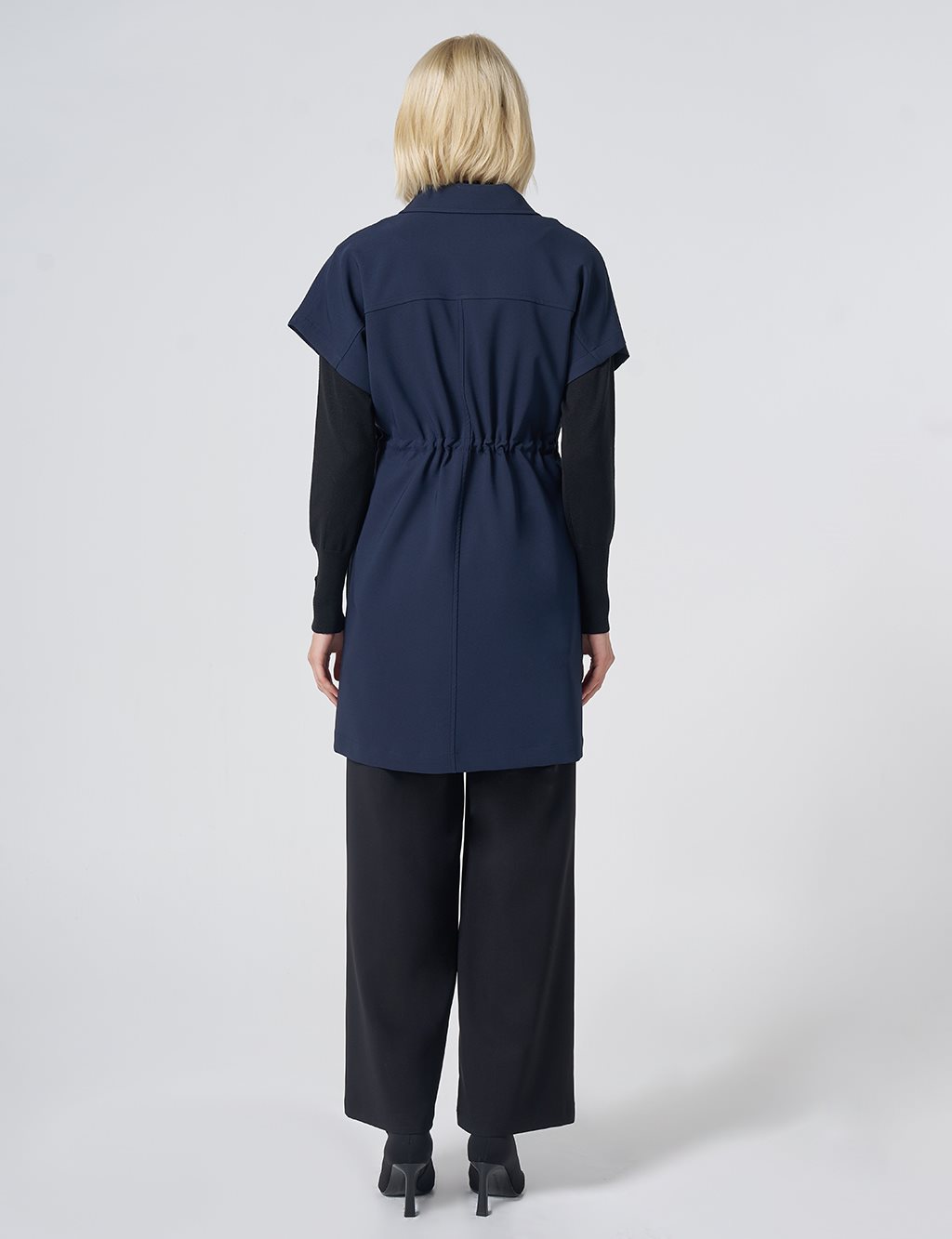 Drawstring Waist Vest – Dark Navy