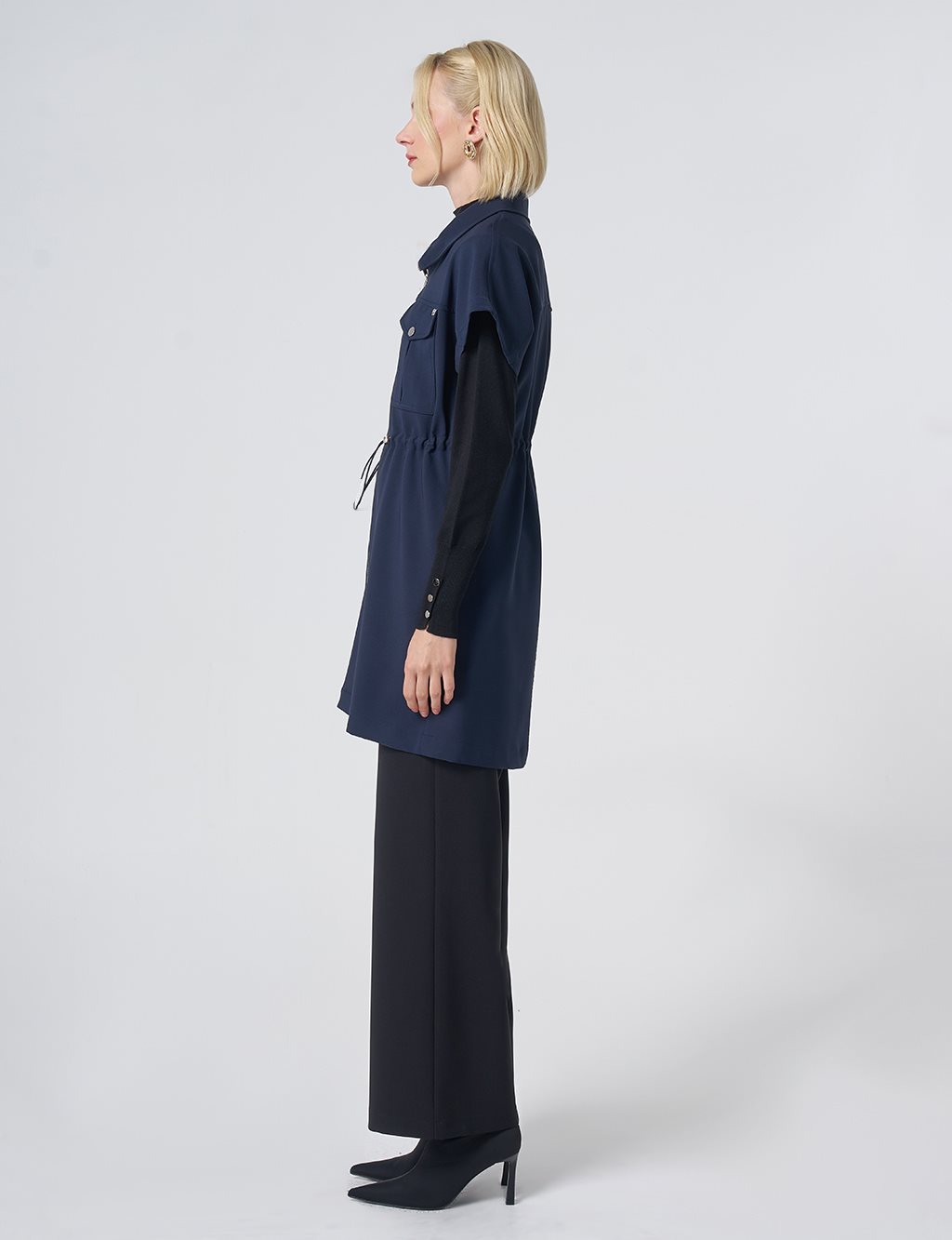 Drawstring Waist Vest – Dark Navy