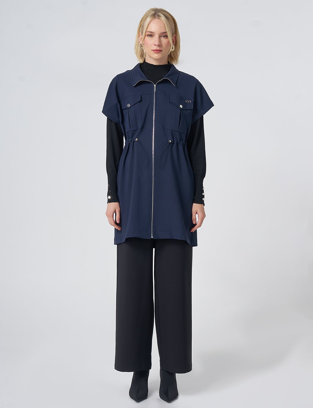 Drawstring Waist Vest – Dark Navy
