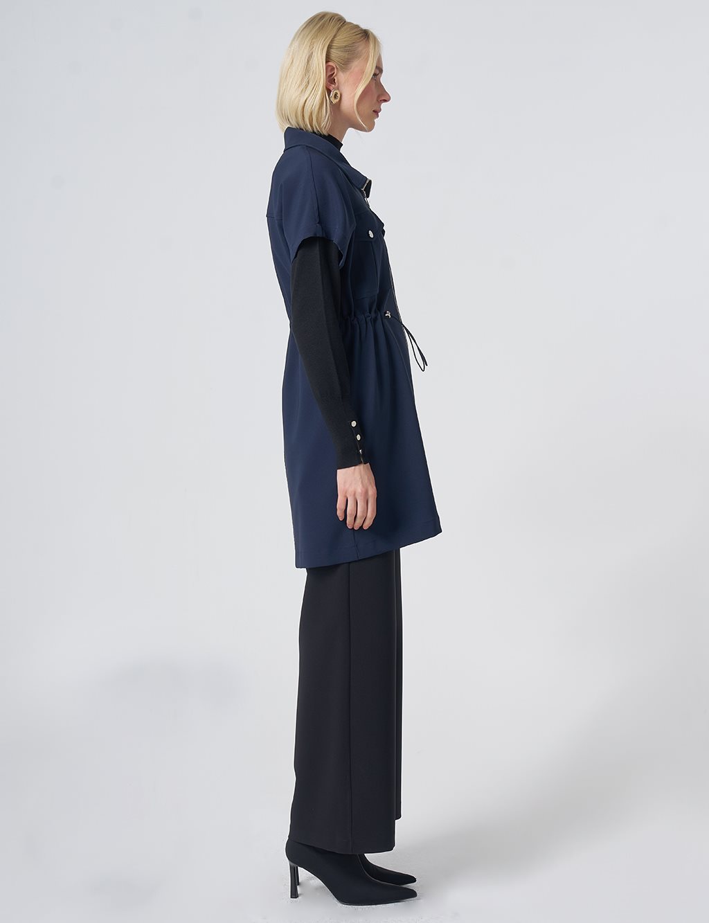 Drawstring Waist Vest – Dark Navy