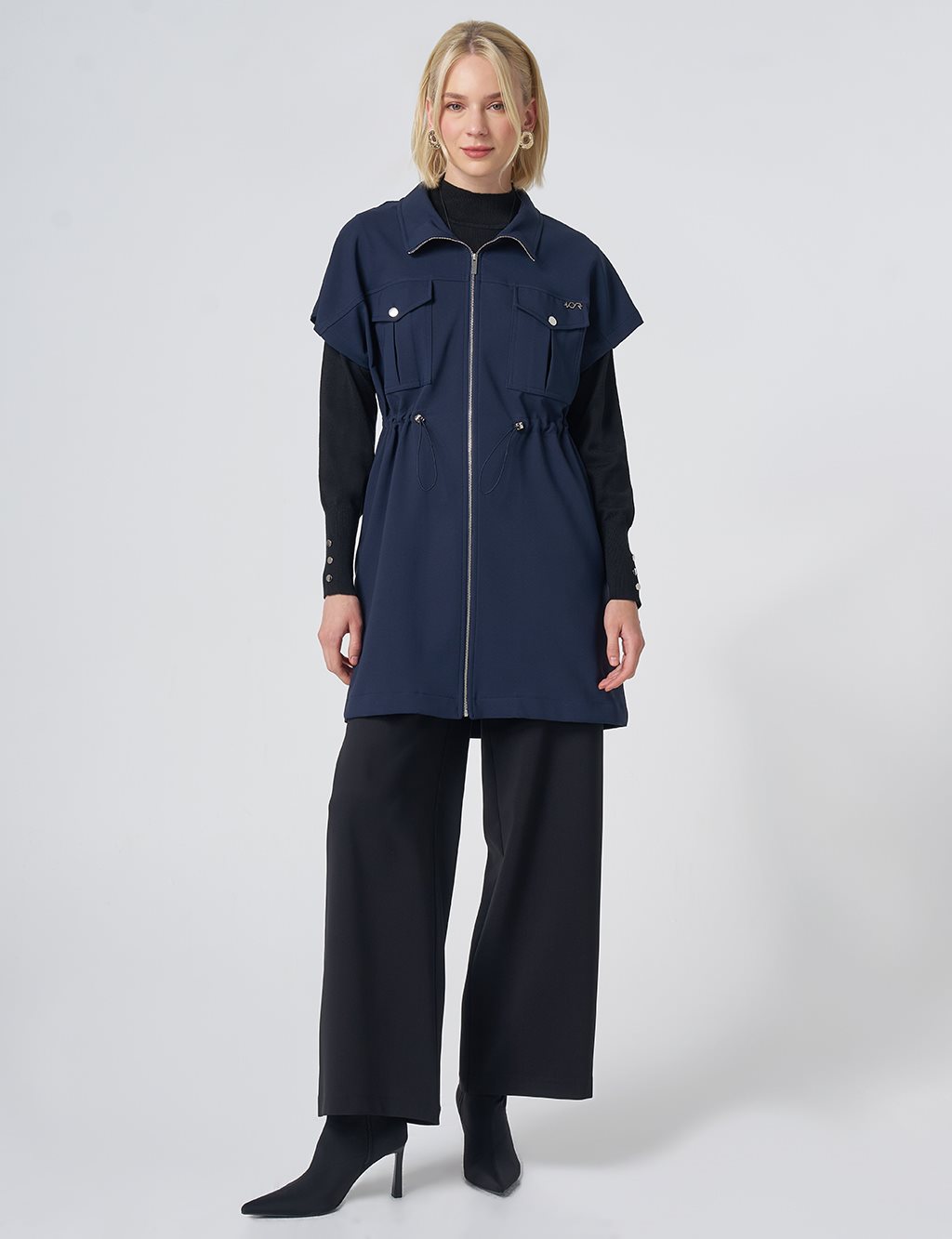 Drawstring Waist Vest – Dark Navy