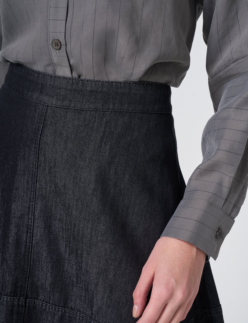 Washed Skirt with Stitch Detail – Black