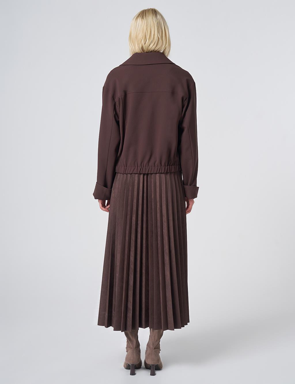Relaxed Fit Cropped Jacket – Dark Brown
