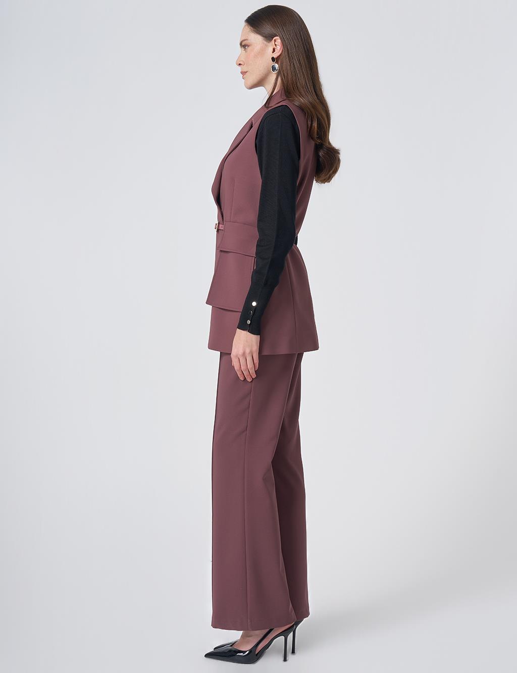 Buckle Detail Two-Piece Set – Cocoa Brown