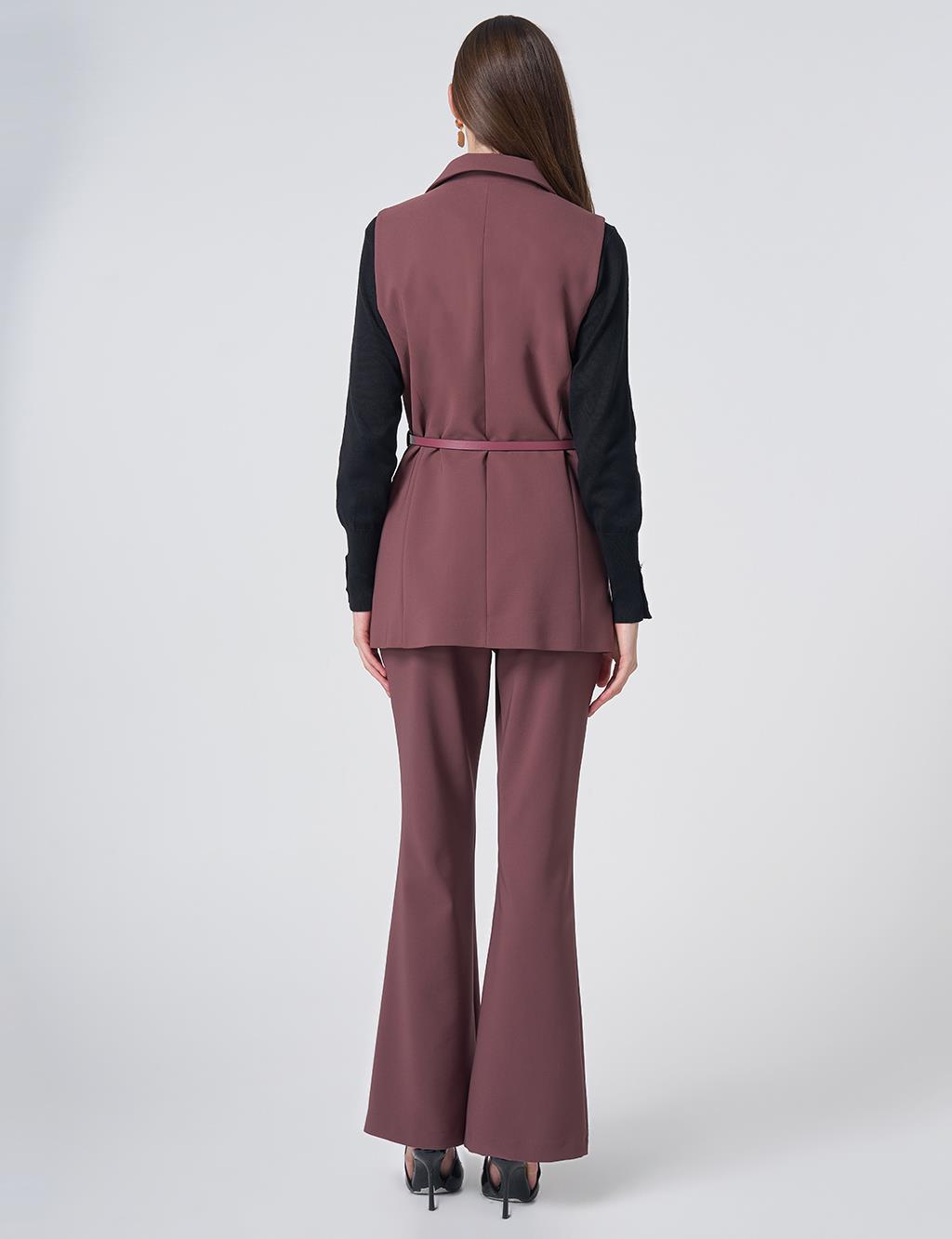 Buckle Detail Two-Piece Set – Cocoa Brown