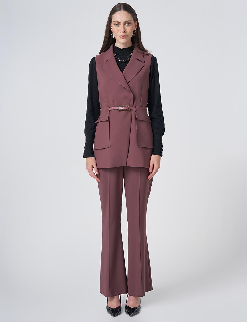Buckle Detail Two-Piece Set – Cocoa Brown