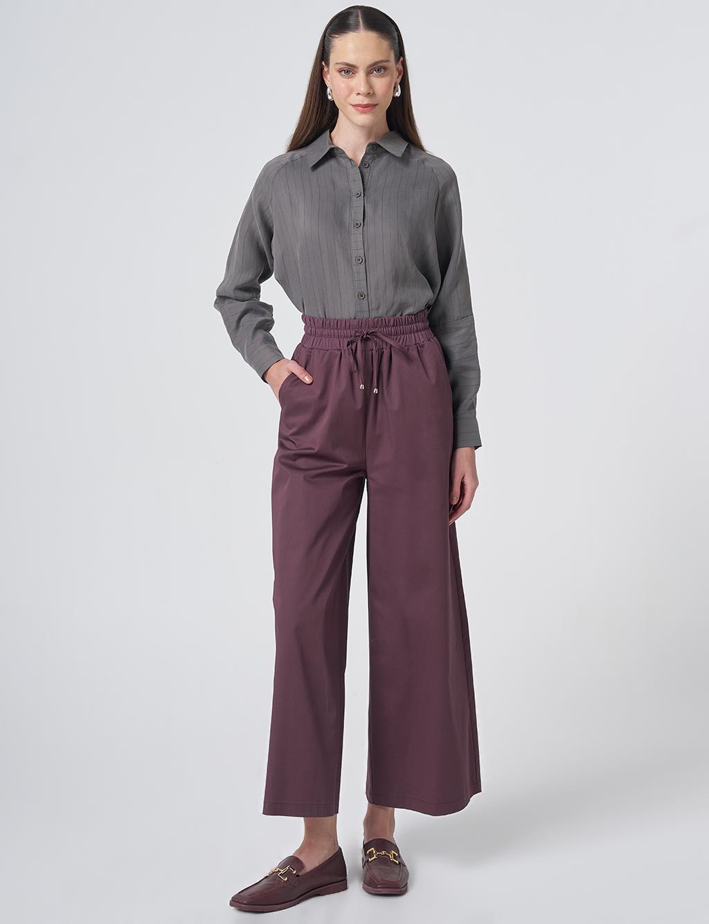 High Waist Wide-Leg Trousers – Cocoa Brown