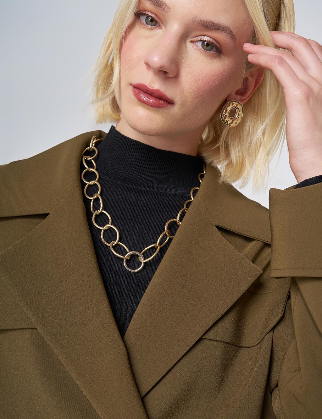Relaxed Fit Cropped Jacket – Khaki