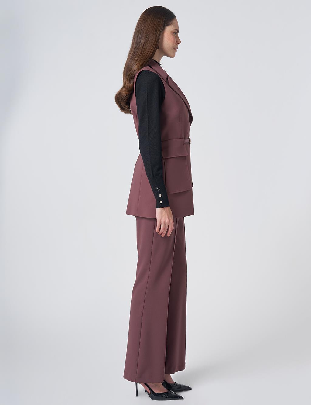 Buckle Detail Two-Piece Set – Cocoa Brown