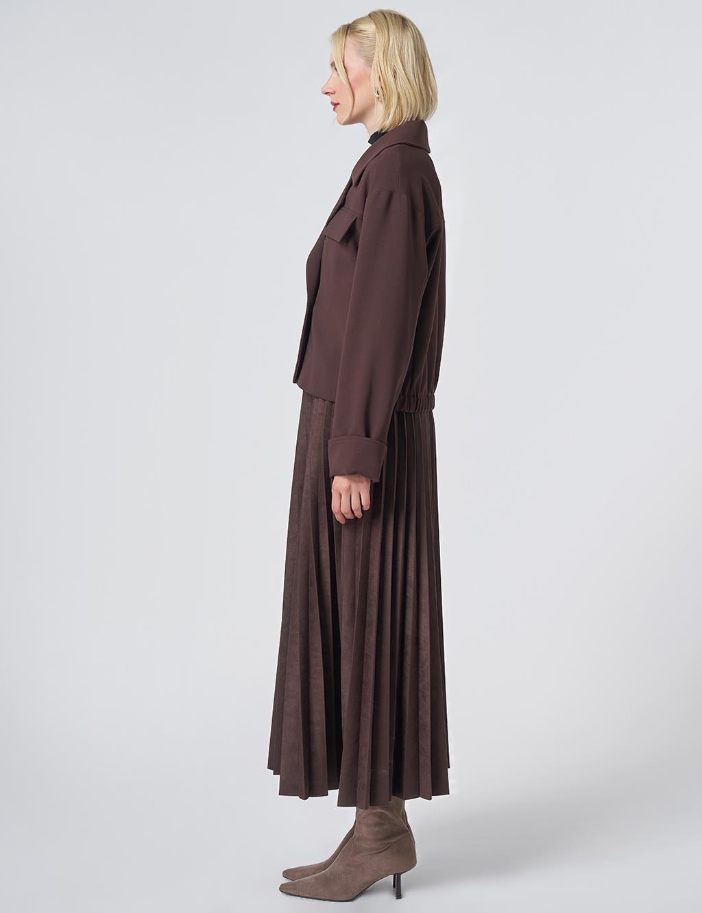 Relaxed Fit Cropped Jacket – Dark Brown