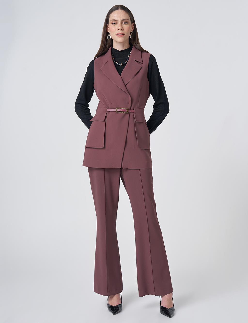 Buckle Detail Two-Piece Set – Cocoa Brown
