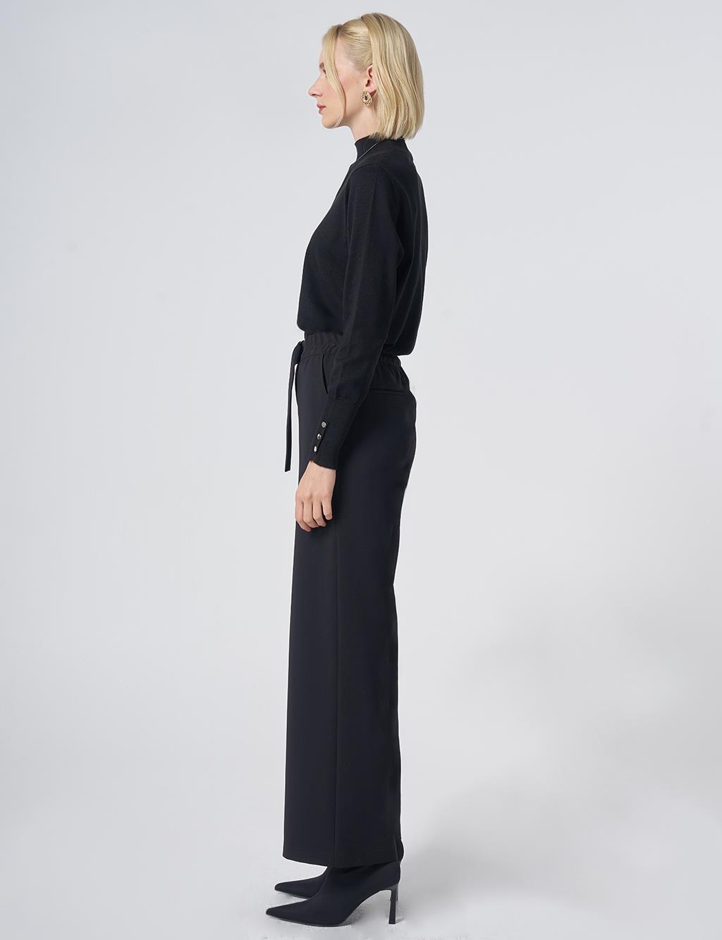 Metal-Detail Trousers – Black