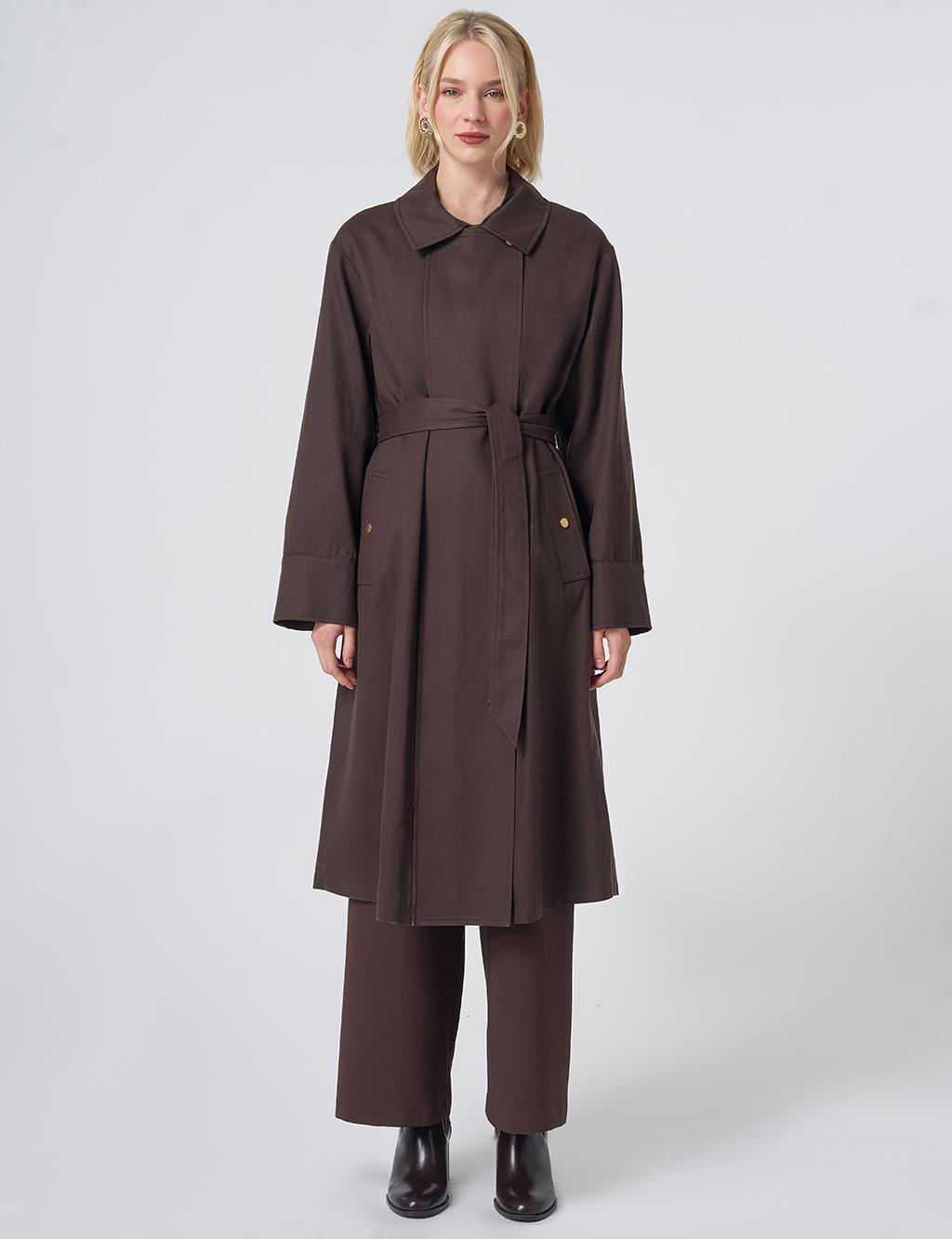 Belted Trench Coat – Dark Brown