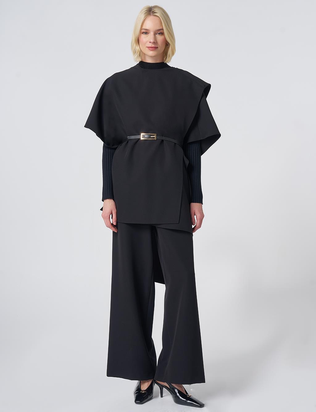 Belt-Detail Two-Piece Set – Black