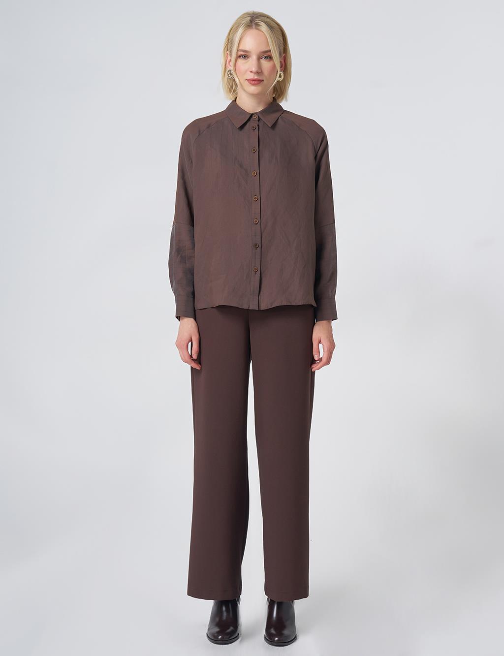 Striped Lyocell Blouse – Chocolate