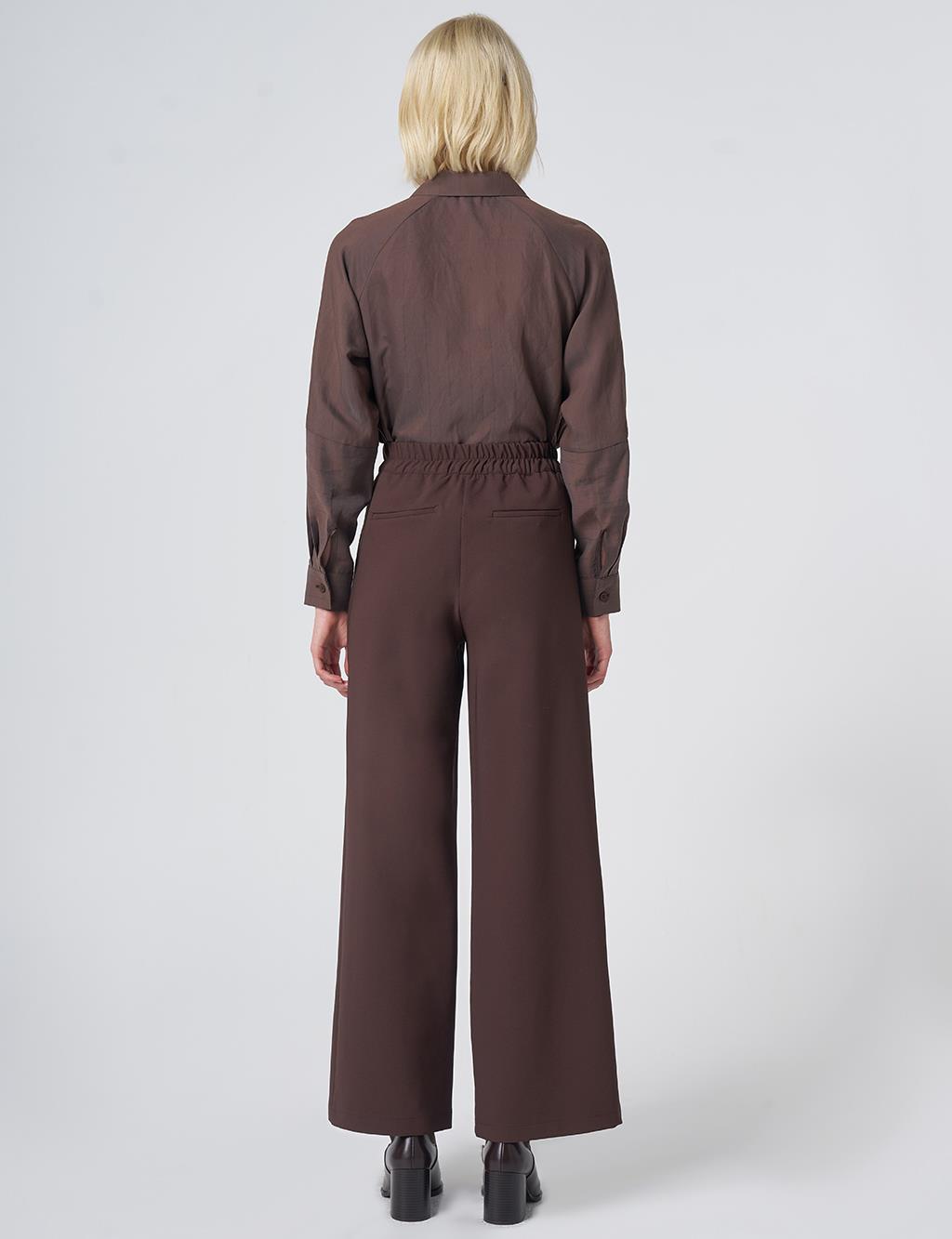 Metal-Detail Trousers – Dark Brown