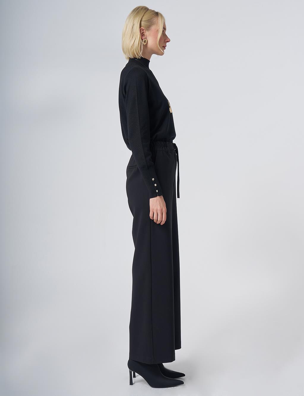 Metal-Detail Trousers – Black
