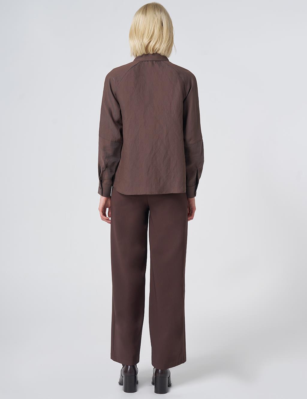 Striped Lyocell Blouse – Chocolate