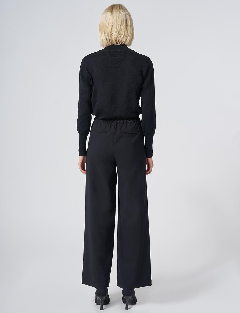 Metal-Detail Trousers – Black