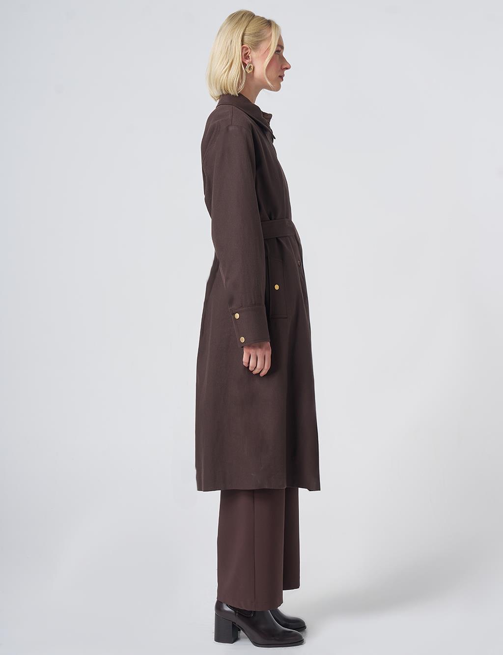 Belted Trench Coat – Dark Brown
