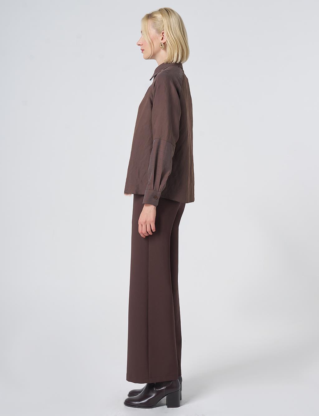 Striped Lyocell Blouse – Chocolate