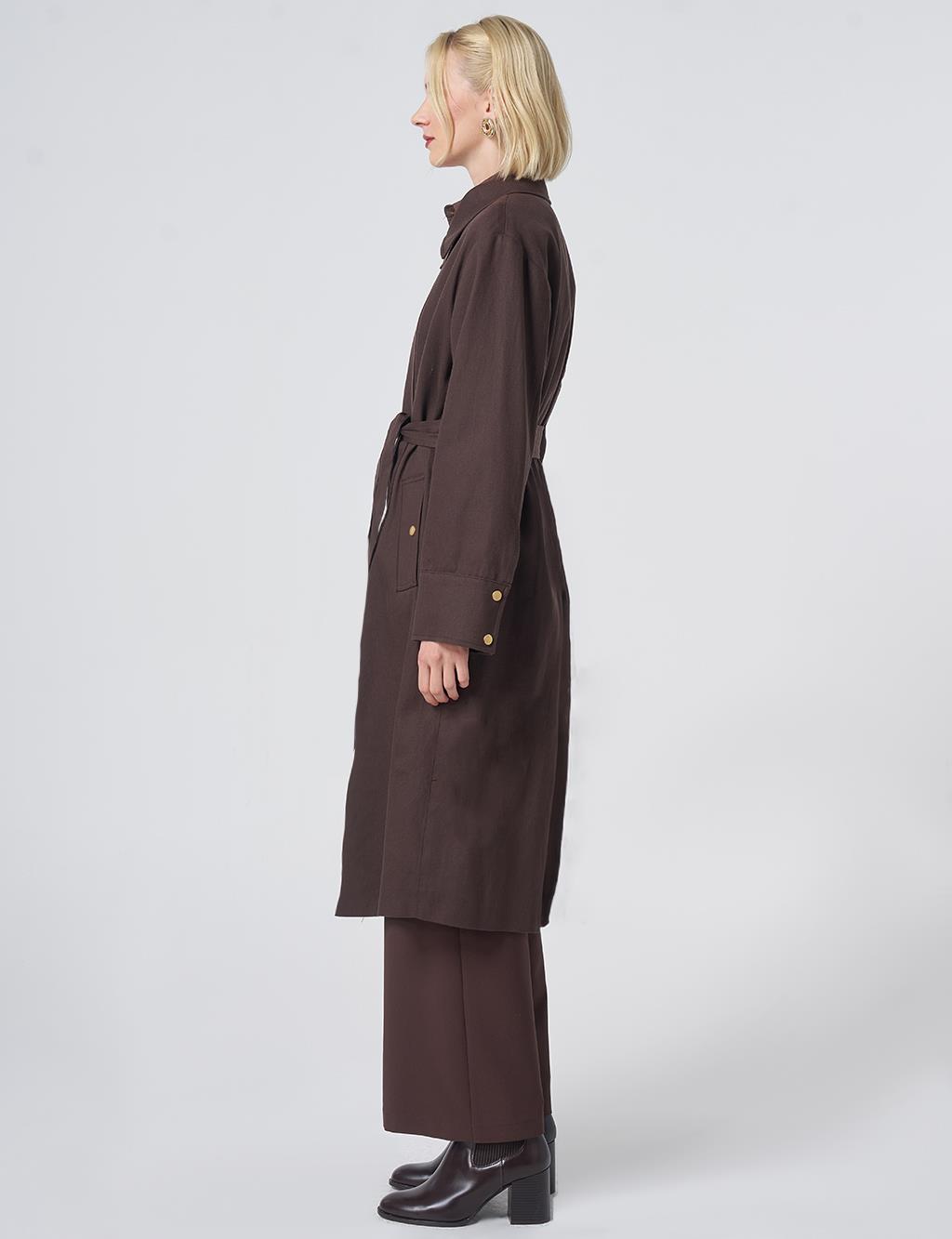 Belted Trench Coat – Dark Brown