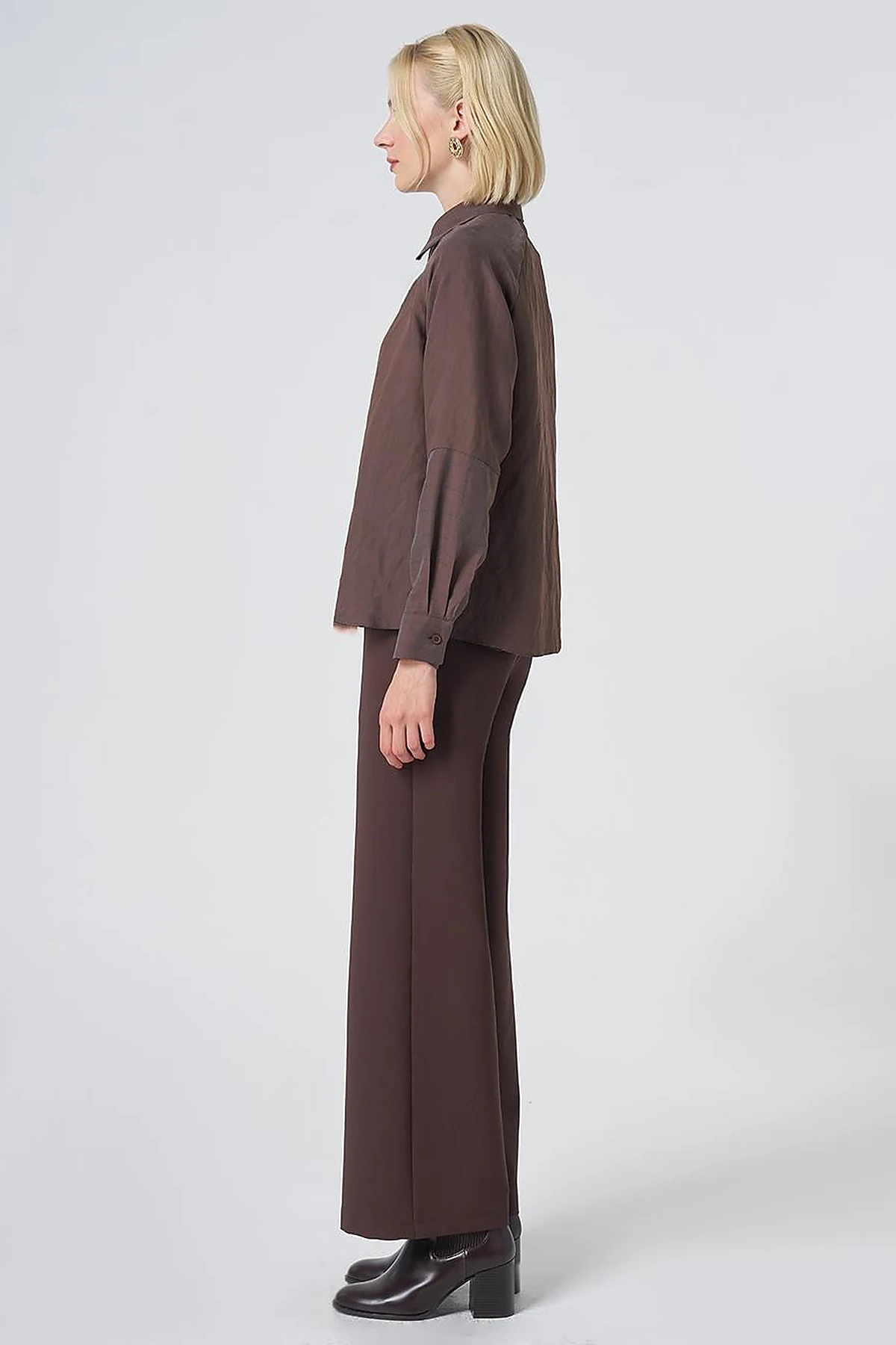 Striped Lyocell Blouse – Brown