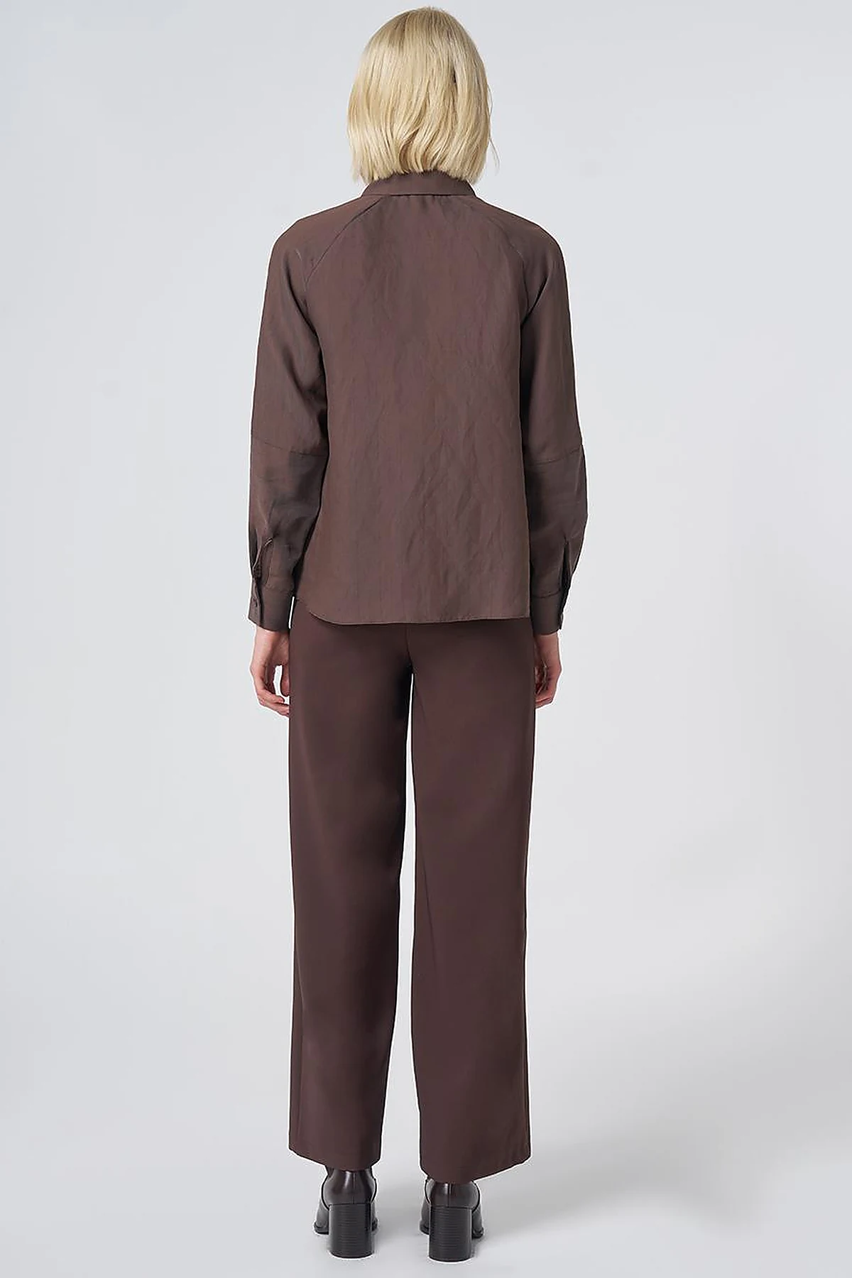 Striped Lyocell Blouse – Brown